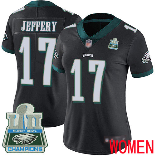 Women Philadelphia Eagles #17 Alshon Jeffery Black Alternate Vapor Untouchable NFL Jersey Limited Player Super Bowl 100th